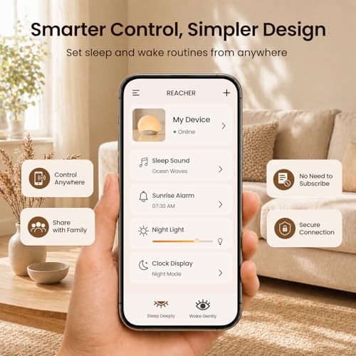 Smart Sunrise Alarm Clock with App Control and White Noise Machine