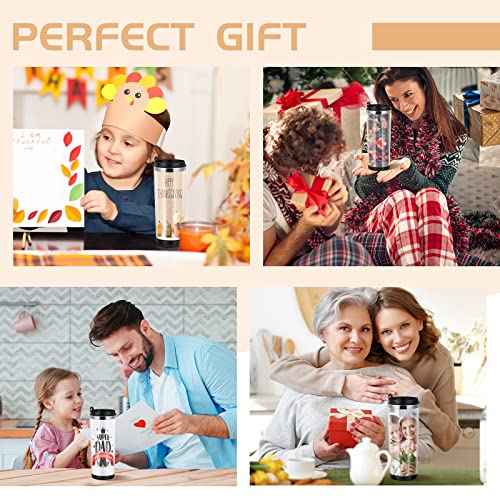 Lallisa 1 Pc Photo Travel Mug with Picture Customized Tumblers 12 oz Personalized Photo Stainless Steel Tumbler Insert Double Wall Mugs for Thanksgiving Wedding Christmas Birthday DIY Gifts