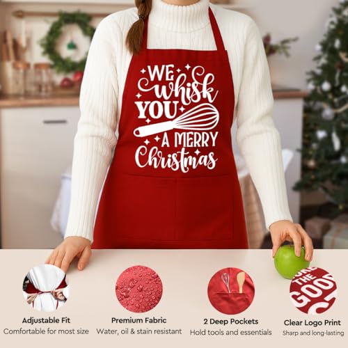 Funny Christmas Baking Apron for Women - Holiday Cooking Gift with Pockets