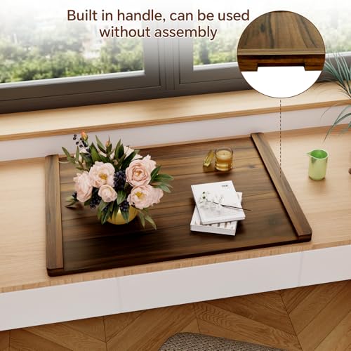 Wooden Stove Cover and Serving Tray - Rustic Kitchen Protects & Adds Counter Space - Brown - 30x22 inches