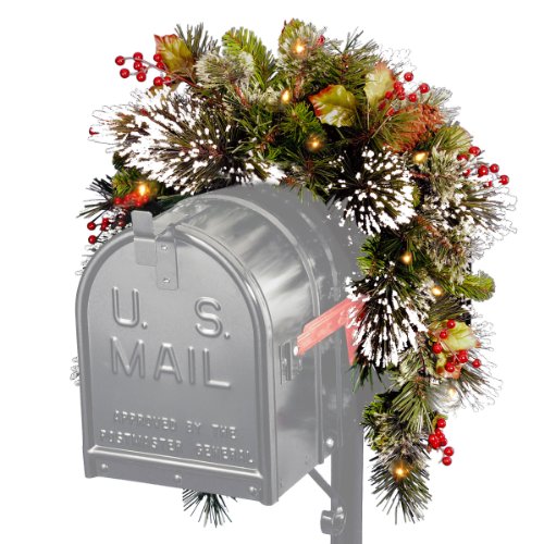 National Tree Company 3ft Pre-Lit Wintry Pine Artificial Mailbox Swag