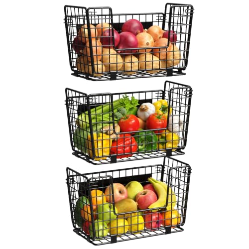 Magnetic Fridge Shelf Organizer 3 Pack Black - Fruit & Vegetable Storage