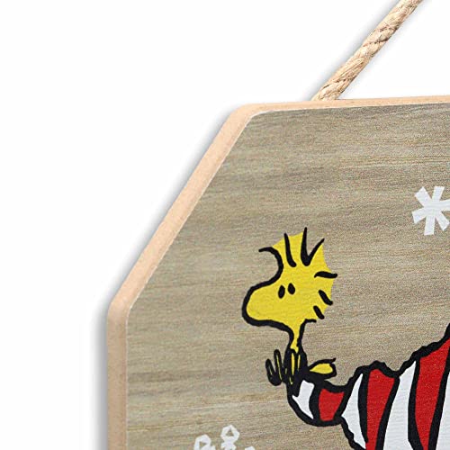 Peanuts Snoopy and Woodstock Warm Wishes Winter Hanging Wood Wall