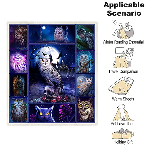 Juirst Owl Lovers' Blanket - Owl Throw 50x60 Inch for Couch, Bed, Home Decor - 'Just a Girl Who Loves Owls'