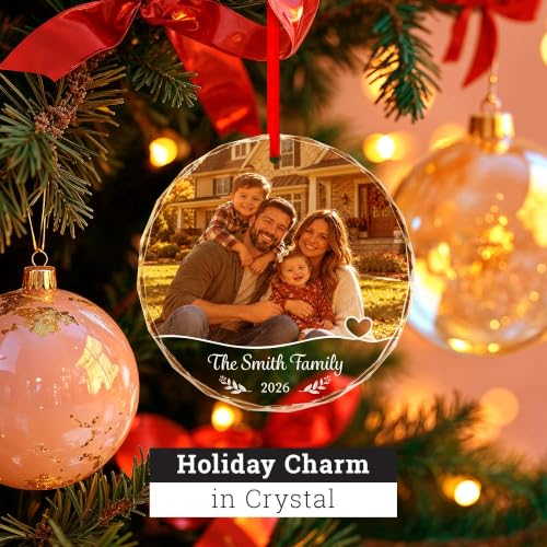 Personalized Christmas Ornament 2026 – Crystal Glass Photo Ornament, Soul Décor