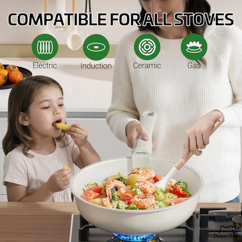 Cream White 23-Piece Non-Stick Pot and Pan Set with Detachable Handles - Space Saving Cookware