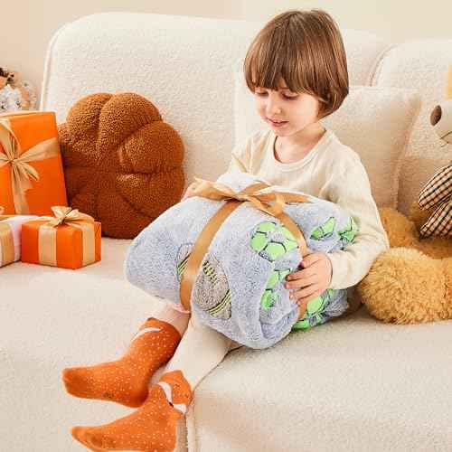 inhand Soccer Glow in The Dark Blanket Football Blanket Soccer Gift Toys for Boys Girls Teen Soft Cozy Kids Throw Blanket Bedroom Decor,Christmas Easter Birthday £¨Blue 50"x60"£©