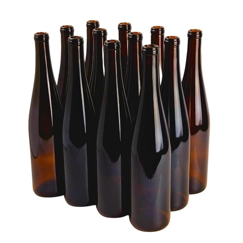 FastRack 750ml Amber Glass Wine Bottles (Pack of 12) | W13 Stretch Hock Empty Bottles for Homemade Wine, Kombucha & Beer – Amber Liquor Bottles for Wine Making & Storage – No Corks Included