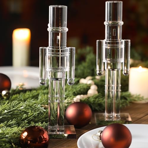Thyle 2 Pack Clear 12 Inch Christmas Acrylic Nutcrackers (Nutcracker Set)
