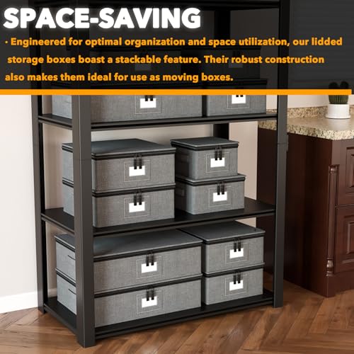 SpaceAid Stackable Storage Containers for Dishes and Mugs - Grey / Plate Platter Mug Combo