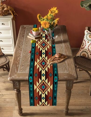 Southwestern Table Runner 60 Inches Long for Dining Table, Cotton