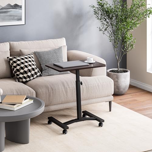 Walnut Mobile Laptop Desk Cart - Height Adjustable from 20.5 to 33 Inches, Slim Design, NEW Model