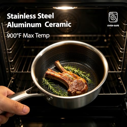 2 Qt Stainless Steel Saucepan with Lid - Nonstick Induction Cookware