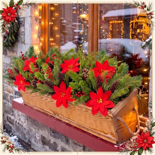 24 Pcs Artificial Christmas Outdoor Flower Plant | Green Plant Variation