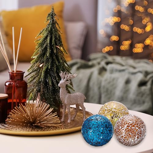 uxcell 3Pcs Decorative Glass Balls 3.15 in Orbs Centerpiece Balls,