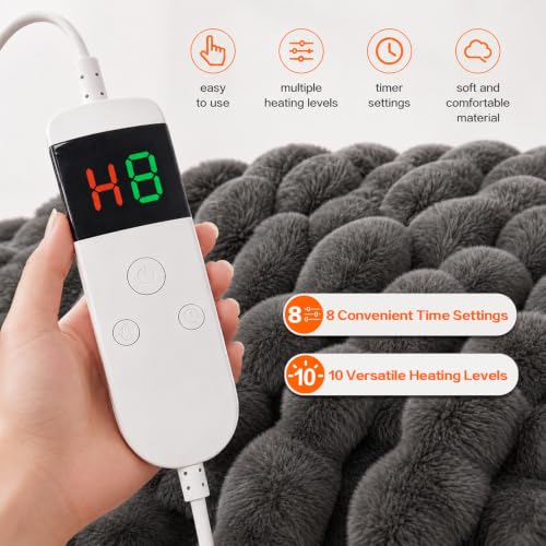 Heated Blanket Electric Faux Rabbit Fur Bubble Heating Throw 50"x60",