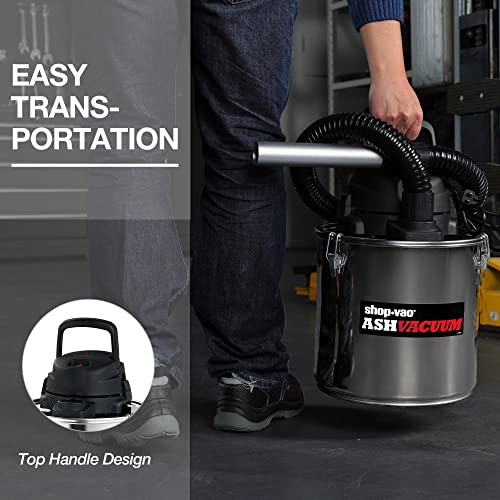 4 Gallon Ash Vacuum with HEPA Filter, 2 Peak HP, Heat-Resistant Metal Hose