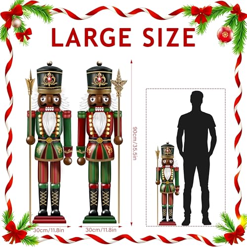 Christmas Black Nutcracker Window Clings - Extra Large 35in, Reusable Double-Sided Decals