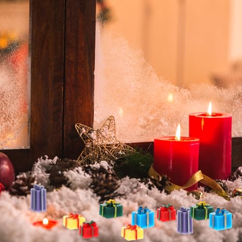 50Pcs Miniature Resin Christmas Gift Box Ornaments for DIY Crafts & Tree Decoration