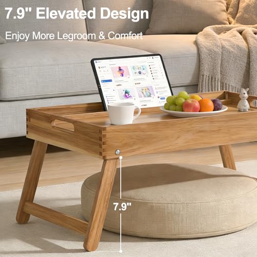 Acacia Wood Folding Bed Tray Table - Extra Large Breakfast in Bed Surface