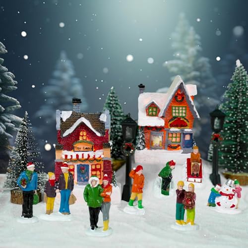 Rileryan 8 PCS Miniature Christmas Village People Figurines - Variation A