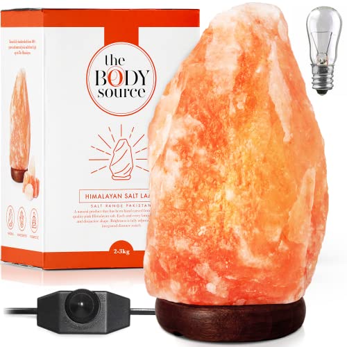 Large 8-10 Inch Himalayan Salt Lamp with Dimmer - Pink Rock Night Light & Wooden Base