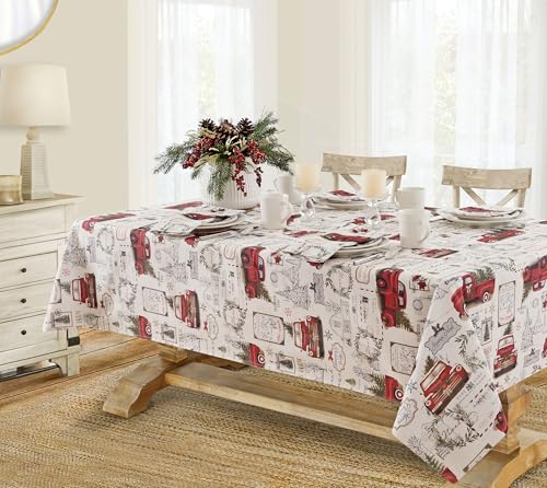 Newbridge 84x60 Inch Christmas Pine Hill Tree Farm Rectangular Fabric Tablecloth