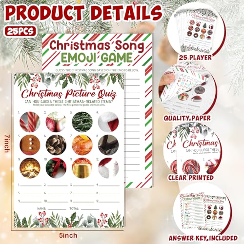 Sealmic 27 Pcs Christmas Party Games Set - White Large, Double-Sided Cards with Answer Key