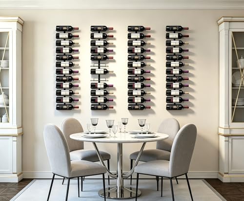 WINLIFNIC Black Wall Mount Wine Rack - Holds 24 Bottles, Modern Vertical Design