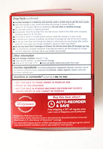Nicotine Lozenge 4 mg Cinnamon Smoking Cessation Aid - 72 Count