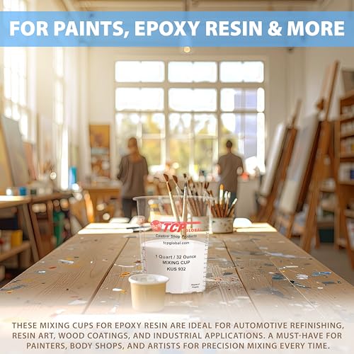 Custom Shop Paint Mixing Cups - 32-Ounce, Box of 100 with Lids - Plastic Resistor