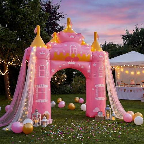 Pink Princess Inflatable Arch Garden Decoration - 10ft Outdoor Yard Party Decor