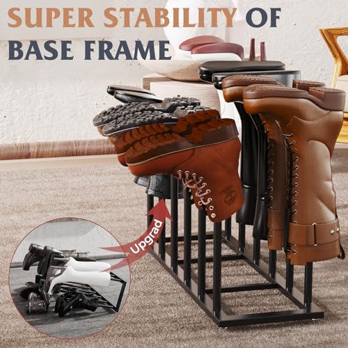 HzTinT Boot Rack for Tall Boots - Black, 19.5-Inch, Holds 6 Pairs - 1 Pack
