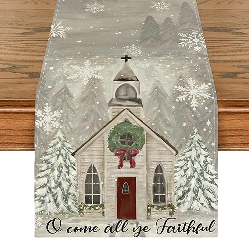 Artoid Mode Church Christmas Table Runner Home Party Decor 13x120 Inch