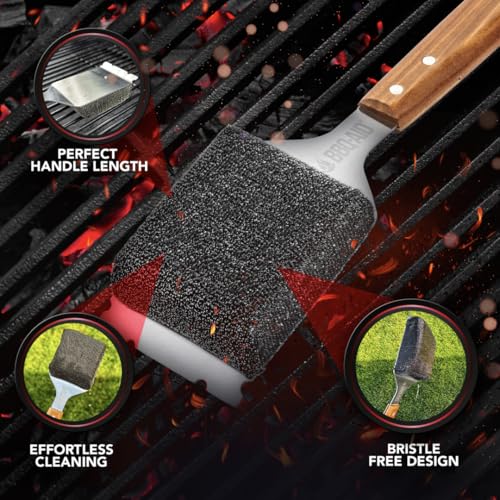 Bristle-Free Grill Brush Cleaner & Scraper with Replaceable Wood Head - 16"