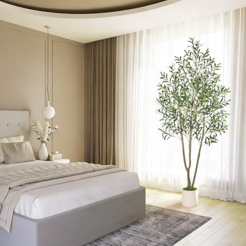 Timoo Faux Olive Tree 7FT Tall Trees Artificial Indoor with White