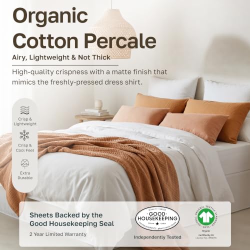 California Design Den 100% Organic Cotton King Size Sheets Set, White