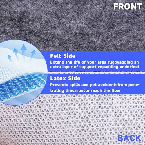 8 Ft Round Non-Slip Rug Pad Waterproof Felt Rug Protector for All Floors