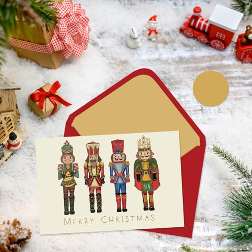 Whaline 24-Pack Christmas Greeting Cards with Envelopes & Stickers, Nutcracker Themed Note Cards 4 x 6