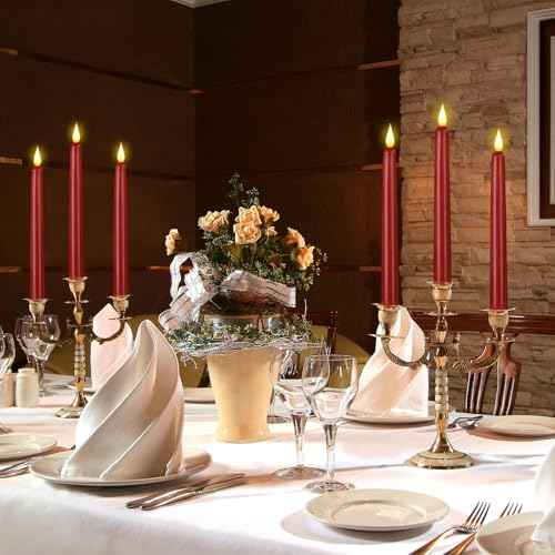 Flameless Taper Candle with Remote Control, 3pack Plastic LED Candles, Flickering Candles Battery Operated,9.2''Classic Tall Candle for Wedding, Party,Christmas,Home Decor £¨Red