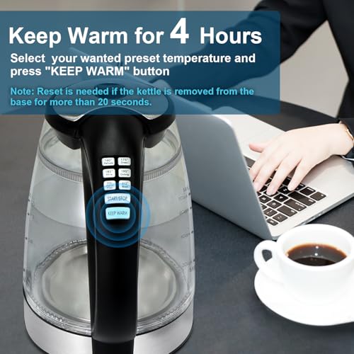 Electric Kettle with 6 Temperature Presets for Tea and Coffee - Fast Boil & Safety Design