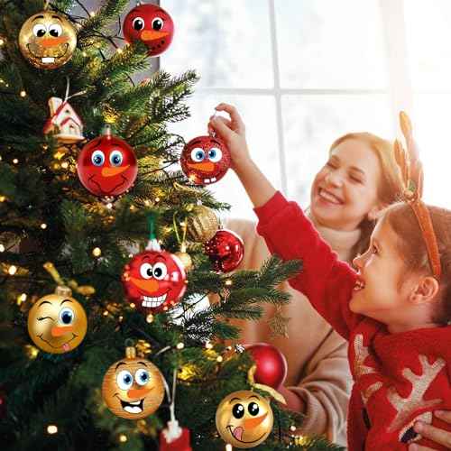 36pcs Snowman Face Stickers for Crafts Christmas Ornaments, Vinyl Rub on Transfers UV Decals, Cute Snowman Face Stickers for Xmas Winter Holiday Window Glass Cups Balls Jars Home Decorations