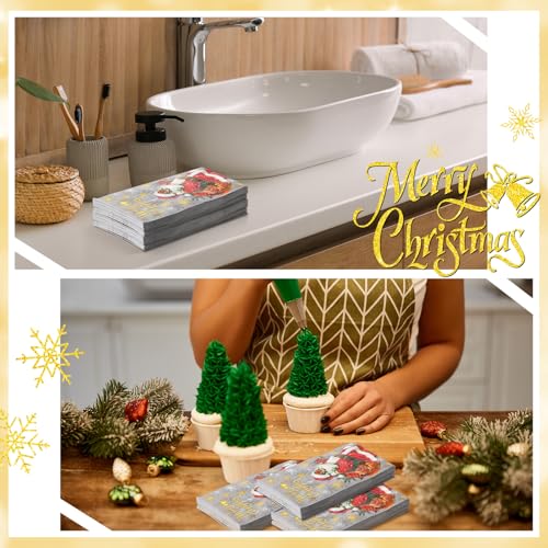 Cholemy Santa Claus Christmas Guest Napkins - 200 Pcs, 2-Ply Paper Towels