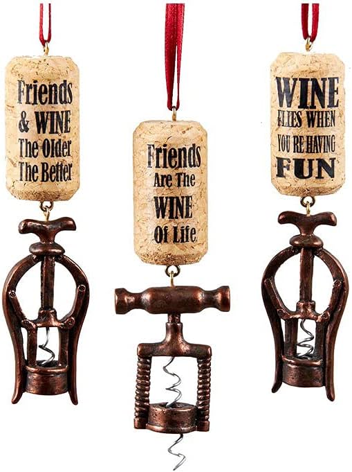 Corkscrew Ornaments Set of 3 - Unique Holiday Decor for Wine Lovers