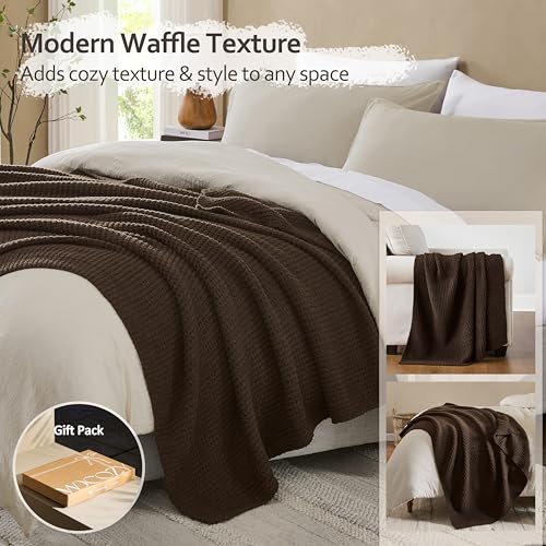 WDCOZY Brown Chocolate Twin Waffle Throw Blanket 60x80 Reversible Plush