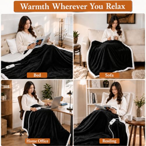 Electric Heated Blanket 72"×84", 4 Heating Levels & 10H Auto-Off