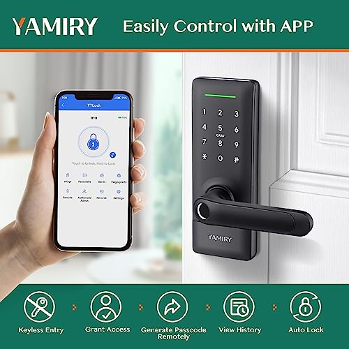 Yamiry Smart Biometric Door Lock Black Keyless Entry App Control 6 Ways to Unlock
