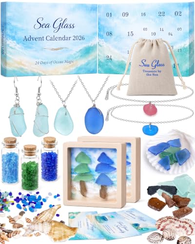 Sea Glass Advent Calendar for Women & Teen Girls - Blue Green Jewelry DIY Craft