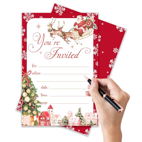 Invited Christmas Party Invitations with Envelopes – 20 Pack 4x6