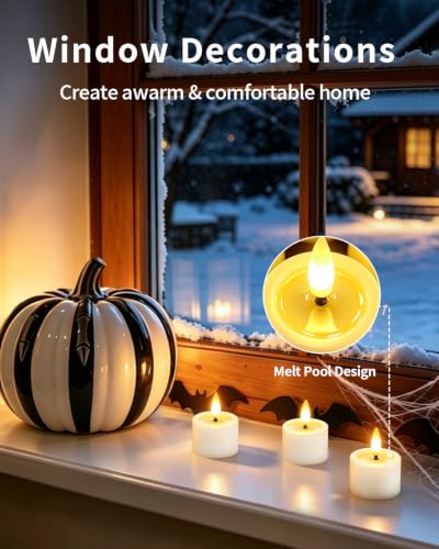White 12 Pack Rechargeable LED Tea Lights Candles with Charging Base & Remote